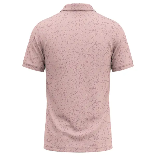 Speckled Pink Coral Abstract Pattern Casual Button Polo Shirt – back