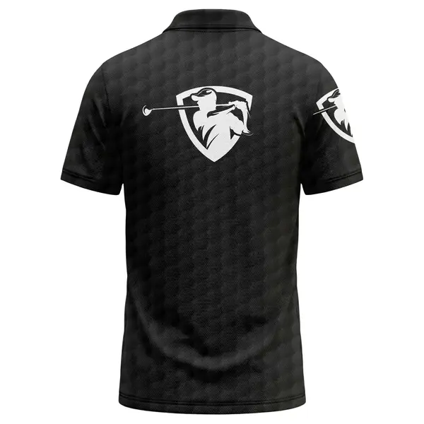 ripped fabric skull graphic monochrome black polo shirt men's performance polo shirt