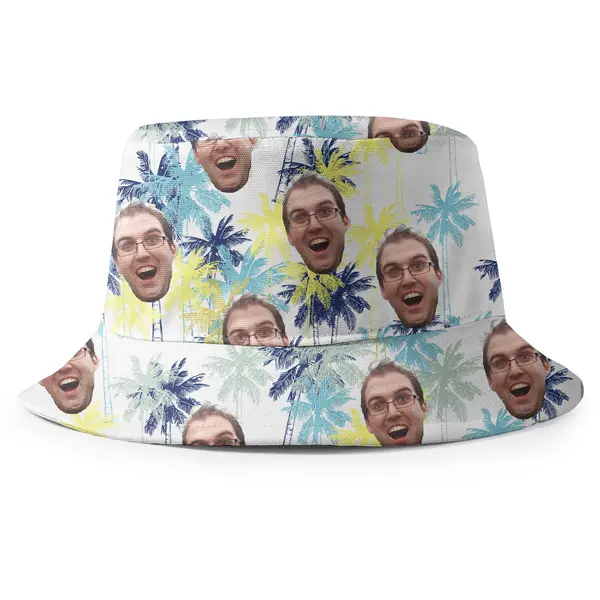 palm tree repeat custom face photographic tropical beach summer beach bucket hat