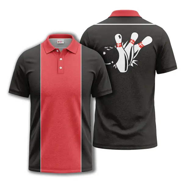 red black vertical stripe graphic design men's performance polo shirt
