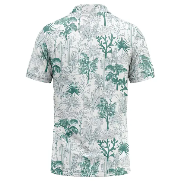 Desert Oasis Cactus & Palm Trees Botanical Repeat Men's Performance Polo Shirt – back
