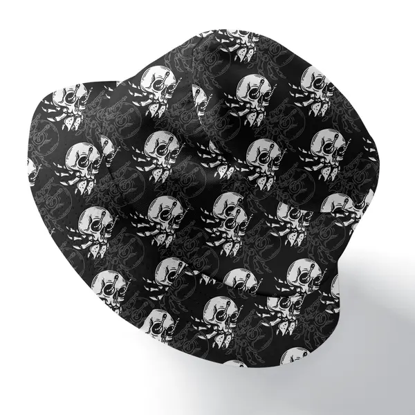 steampunk skulls mechanical gears victorian floral bucket hat for men