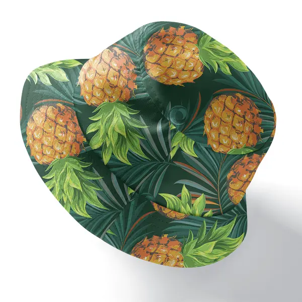 watercolor pineapples & palm leaves tropical repeat summer beach bucket hat
