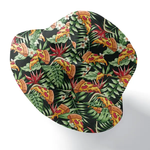 pizza slices & hibiscus leaf repeat bucket hat for men