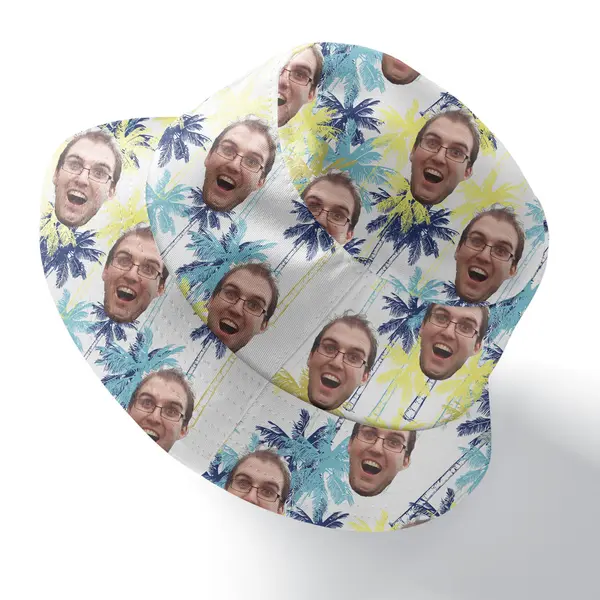 palm tree repeat custom face photographic tropical beach summer beach bucket hat