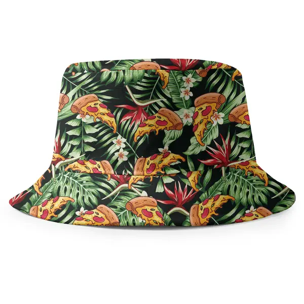 pizza slices & hibiscus leaf repeat bucket hat for men