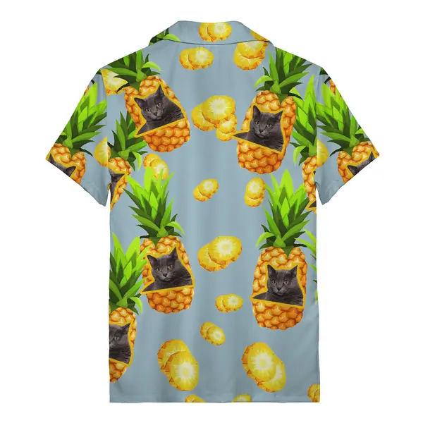 pineapple cats & cartoon slices custom face hawaiian shirt for women