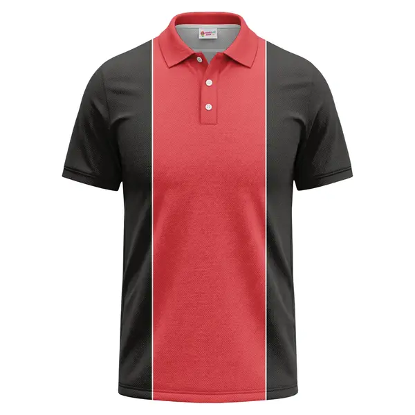 red black vertical stripe graphic design men's performance polo shirt